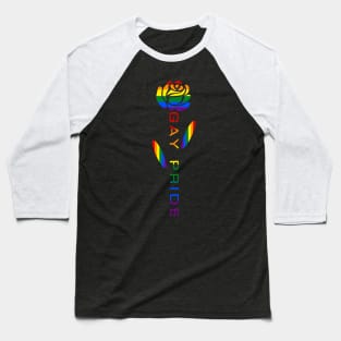 Gay Pride Flag Rose Flower Baseball T-Shirt